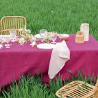 Washed linen tablecloth in Rose Bruyère