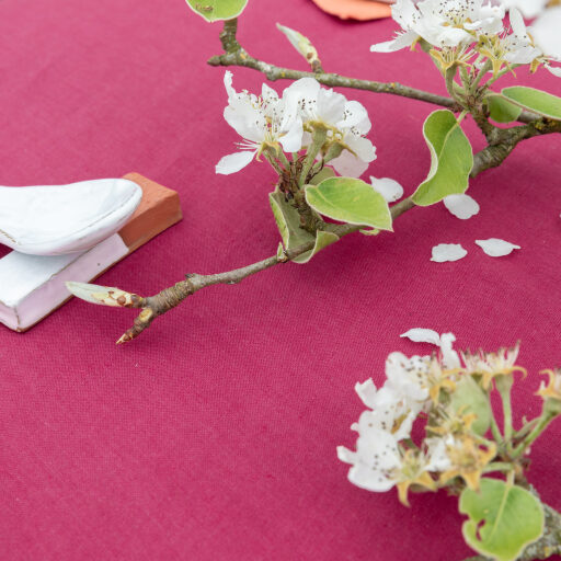 Nappe en lin lavé Rose Bruyère