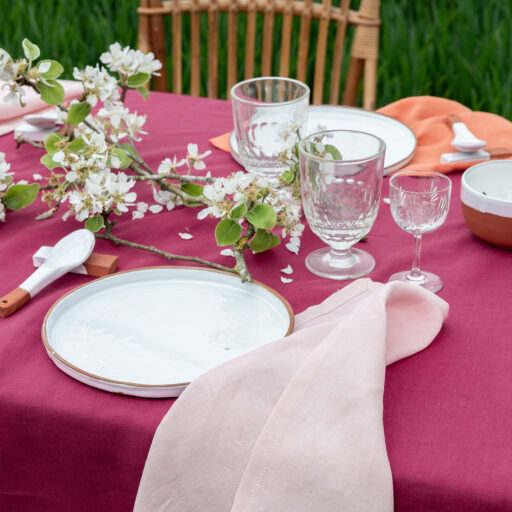 Nappe en lin lavé Rose Bruyère