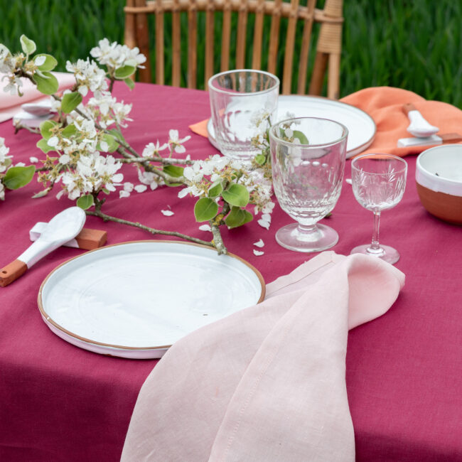 Nappe en lin lavé Rose Bruyère