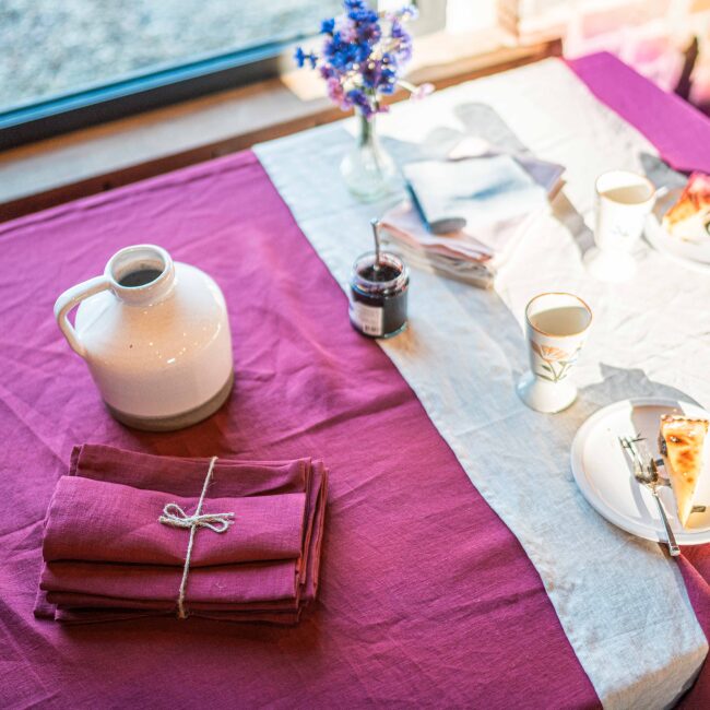 Serviettes de Table en lin Lavé Rose Bruyère (lot de 4)