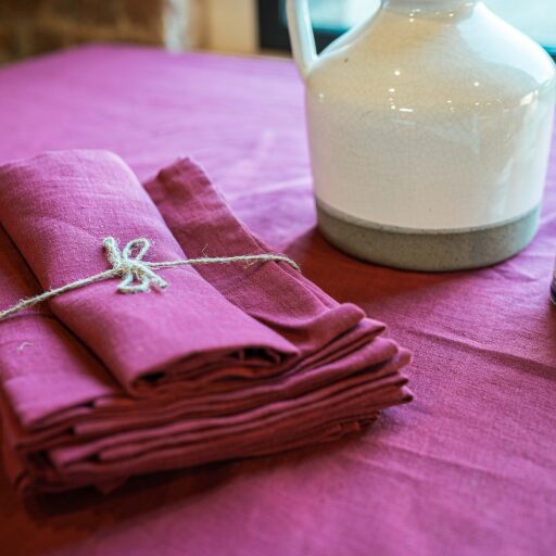Serviettes de Table en lin Lavé Rose Bruyère (lot de 4)