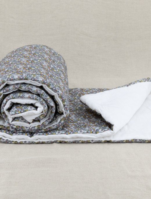 Courtepointe en Lin Lavé Romance dans la Jachère Fleurie