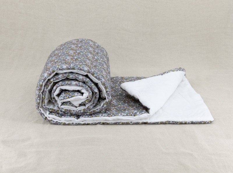 Courtepointe en Lin Lavé Romance dans la Jachère Fleurie