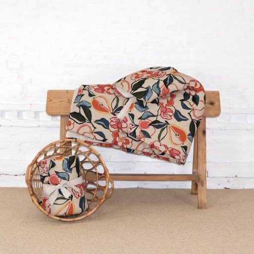 Courtepointe en Lin Lavé Récolte dans les Vergers