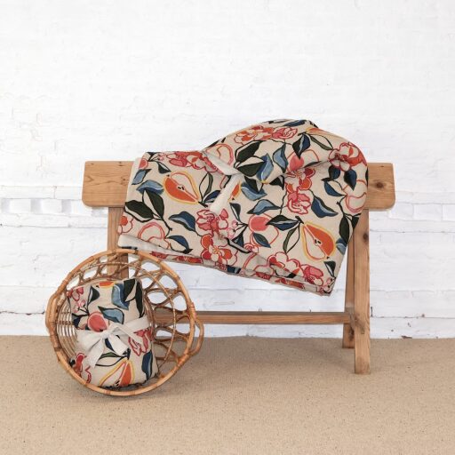 Courtepointe en Lin Lavé Récolte dans les Vergers