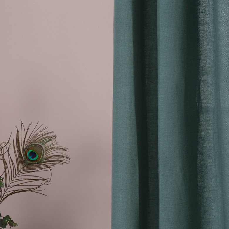 Rideau en lin lavé Vert Paon - Embrin