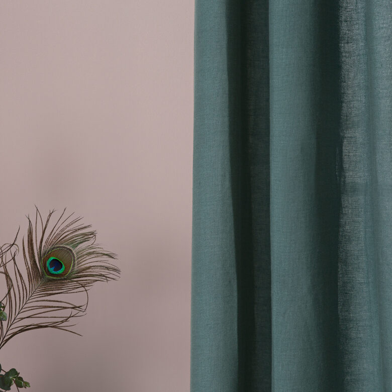 Rideau en lin lavé Vert Paon - Embrin