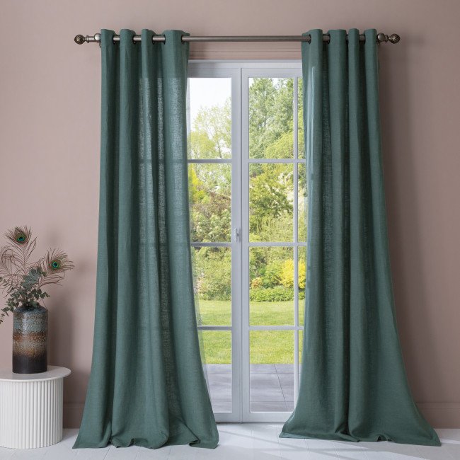 Rideau en lin lavé Vert Paon