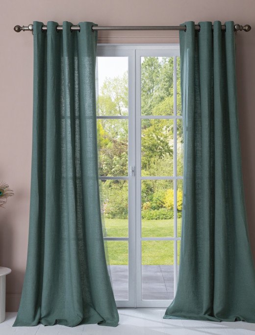 Rideau en lin lavé Vert Paon