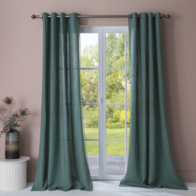 Rideau en lin lavé Vert Paon