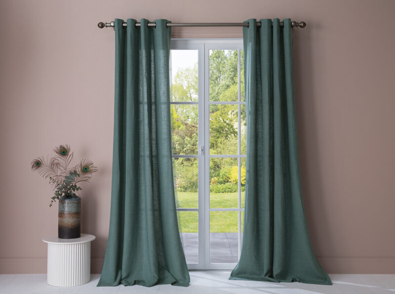 Rideau en lin lavé Vert Paon