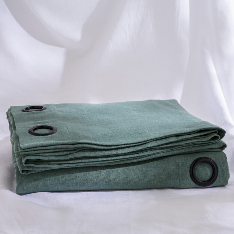 Rideau en lin lavé Vert Paon - Embrin