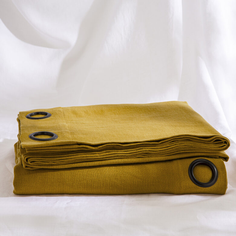 Rideau en lin lavé Jaune Curry - Embrin