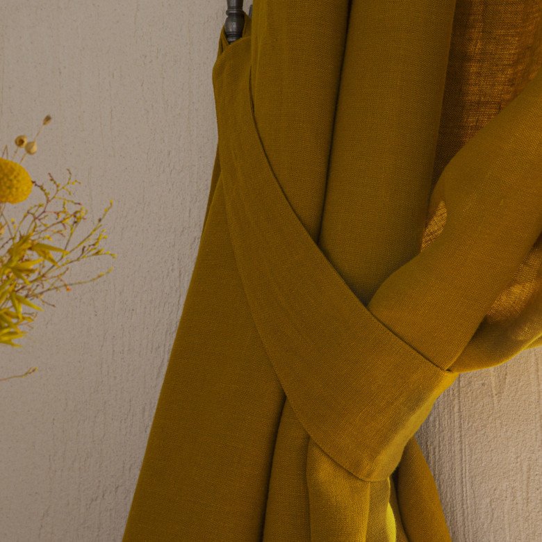 Rideau en lin lavé Jaune Curry - Embrin