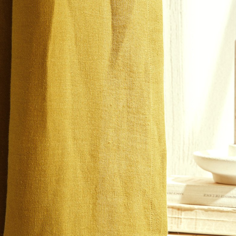 Rideau en lin lavé Jaune Curry - Embrin