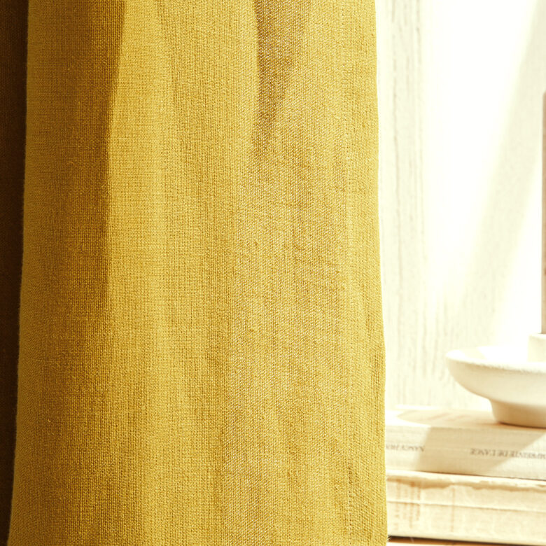 Rideau en lin lavé Jaune Curry - Embrin