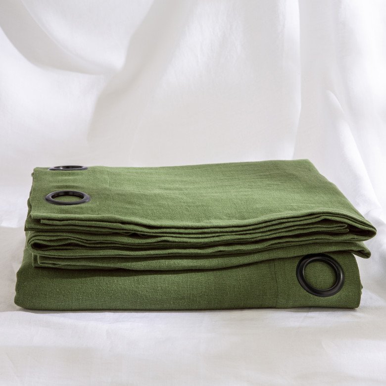 Rideau en lin lavé Vert mousse - Embrin