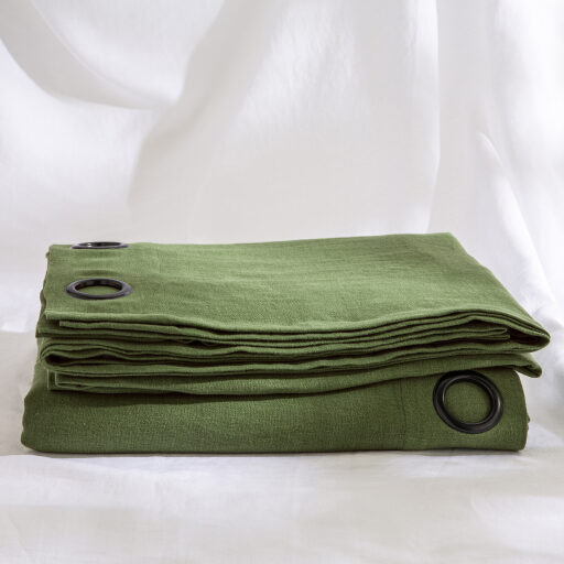 Rideau en lin lavé Vert mousse