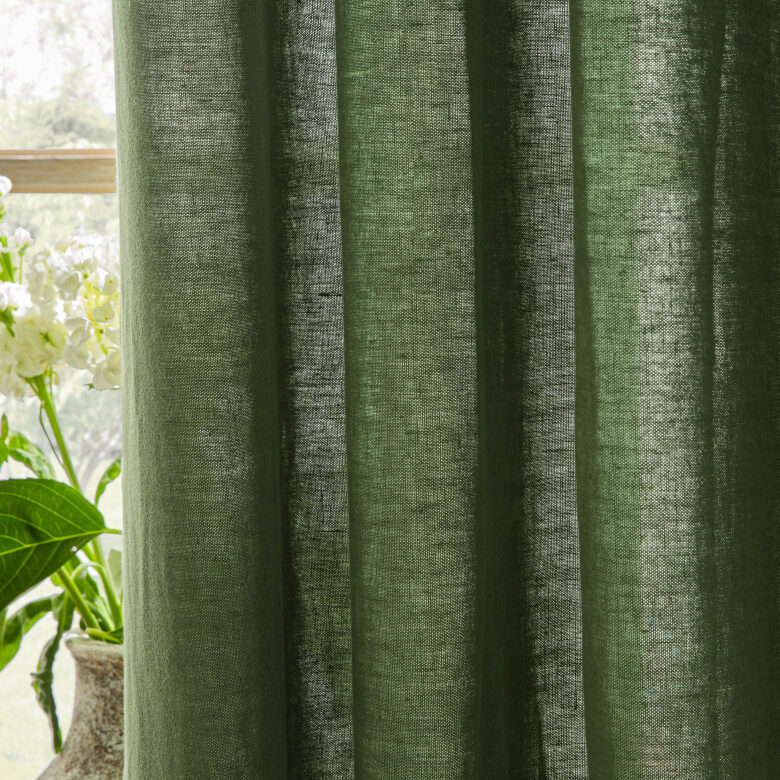 Rideau en lin lavé Vert mousse - Embrin