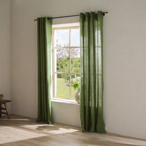 Rideau en lin lavé Vert mousse