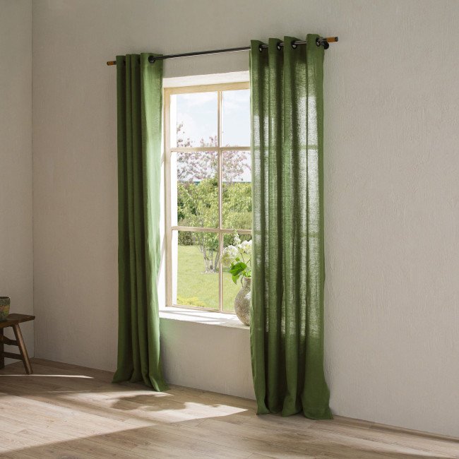 Rideau en lin lavé Vert mousse