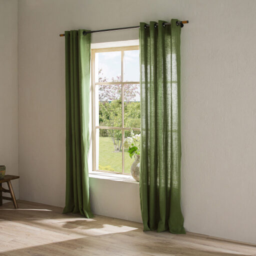 Rideau en lin lavé Vert mousse