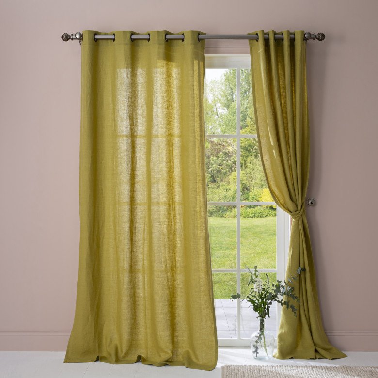 Rideau en lin lavé Jaune Houblon - Embrin