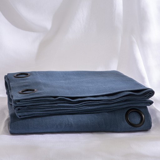 Rideau en lin lavé Bleu Outremer