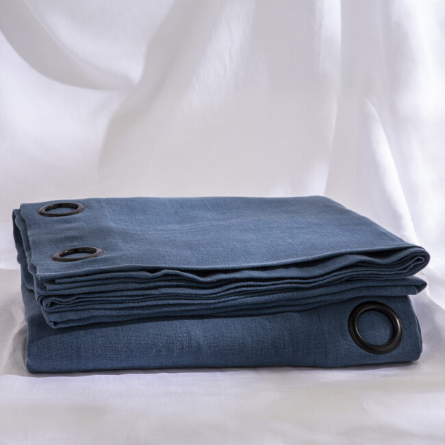 Rideau en lin lavé Bleu Outremer