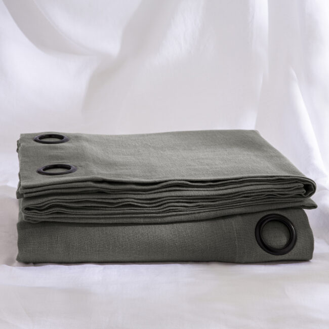 Rideau en lin lavé gris Zinc