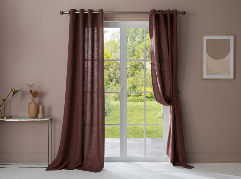 Rideau en lin lavé Vieux Rose