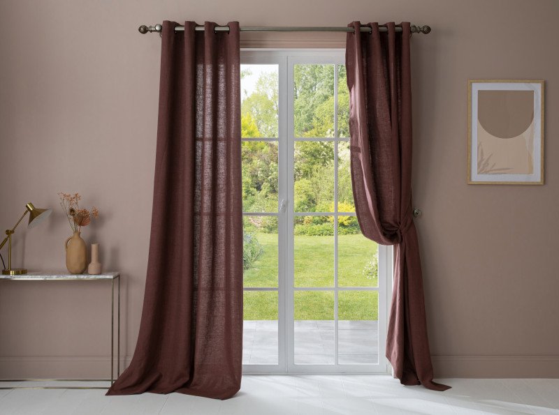 Rideau en lin lavé Vieux Rose