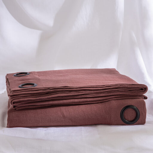 Rideau en lin lavé Vieux Rose