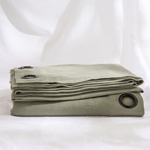 Rideau en lin lavé Vert Lichen