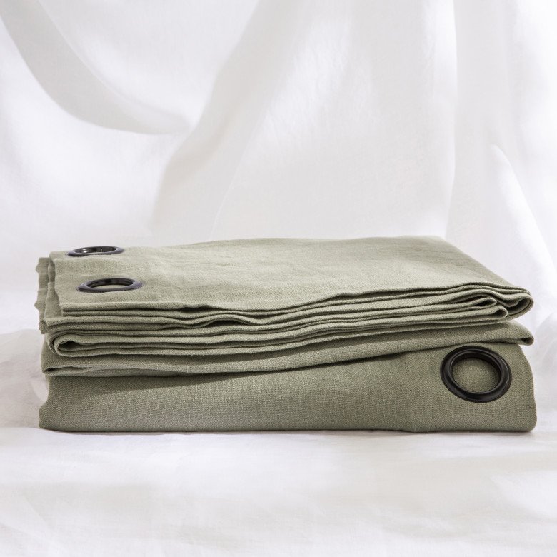 Rideau en lin lavé Vert Lichen - Embrin