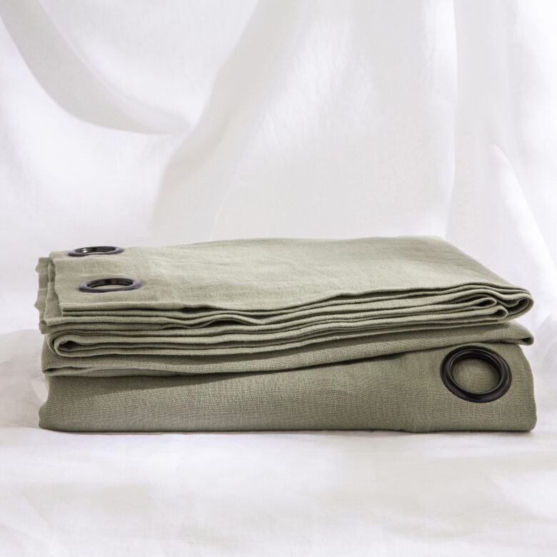 Rideau en lin lavé Vert Lichen - Embrin