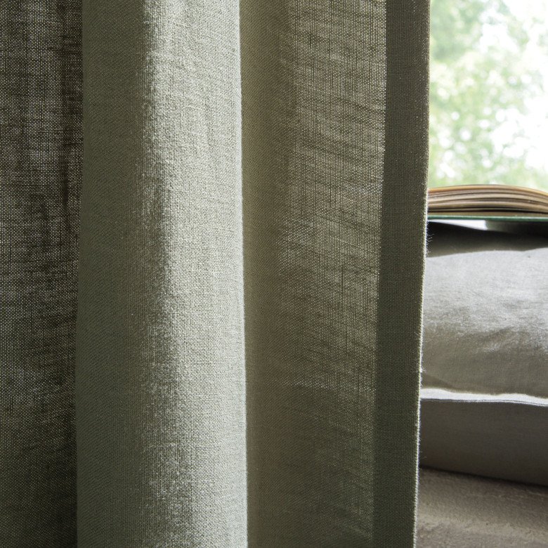 Rideau en lin lavé Vert Lichen - Embrin