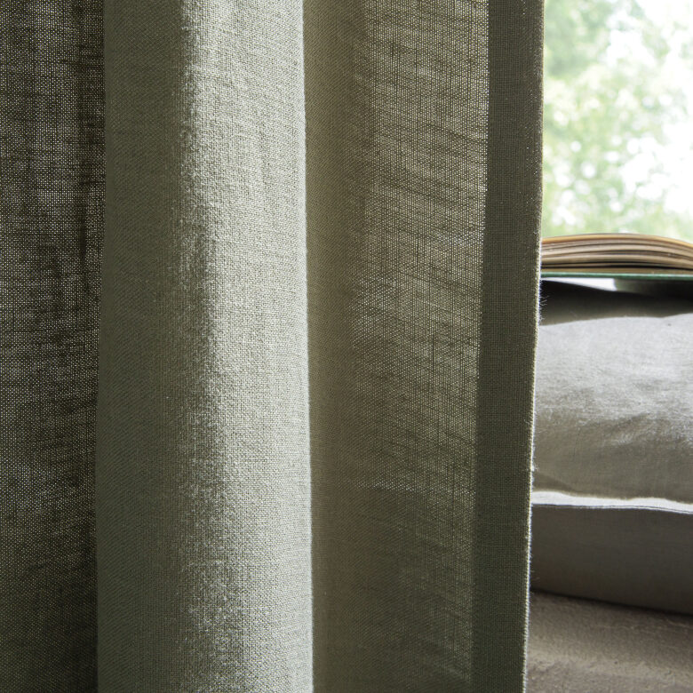 Rideau en lin lavé Vert Lichen - Embrin