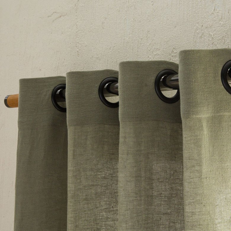 Rideau en lin lavé Vert Lichen - Embrin