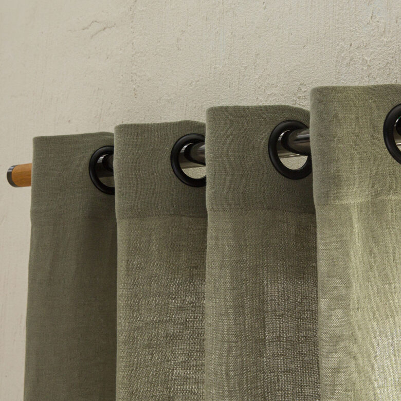 Rideau en lin lavé Vert Lichen - Embrin