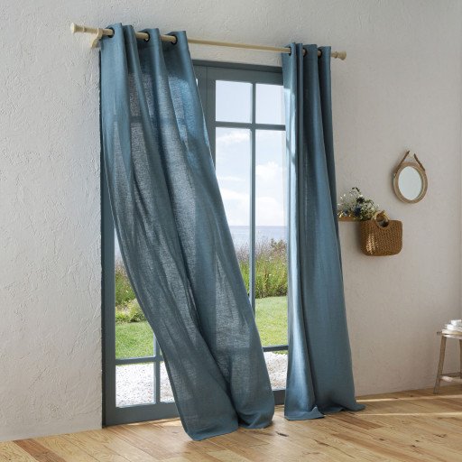 Rideau en lin lavé Bleu Turquoise
