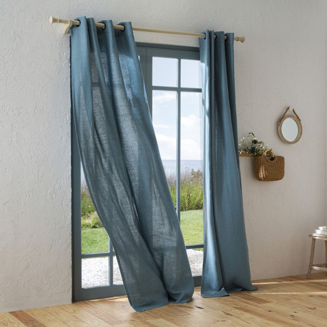 Rideau en lin lavé Bleu Turquoise