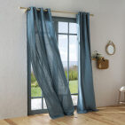 Rideau en lin lavé Bleu Turquoise