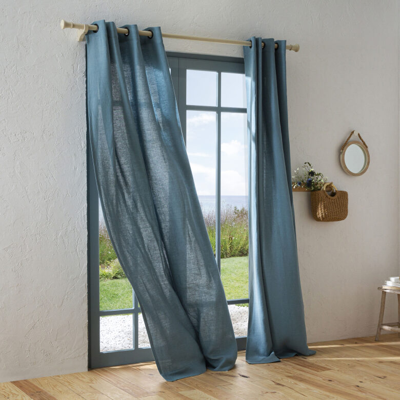 Rideau en lin lavé Bleu Turquoise - Embrin