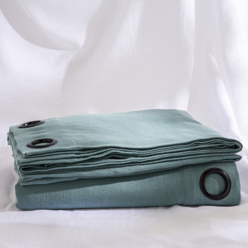 Rideau en lin lavé Bleu Turquoise