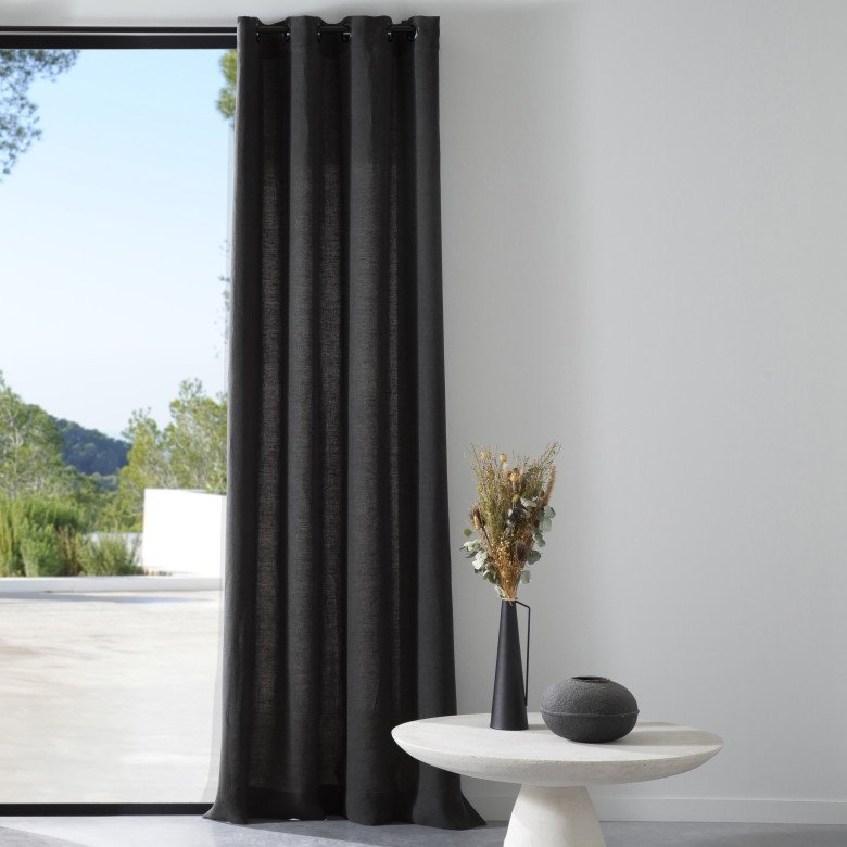 Rideau en lin lavé Gris Caviar - Embrin