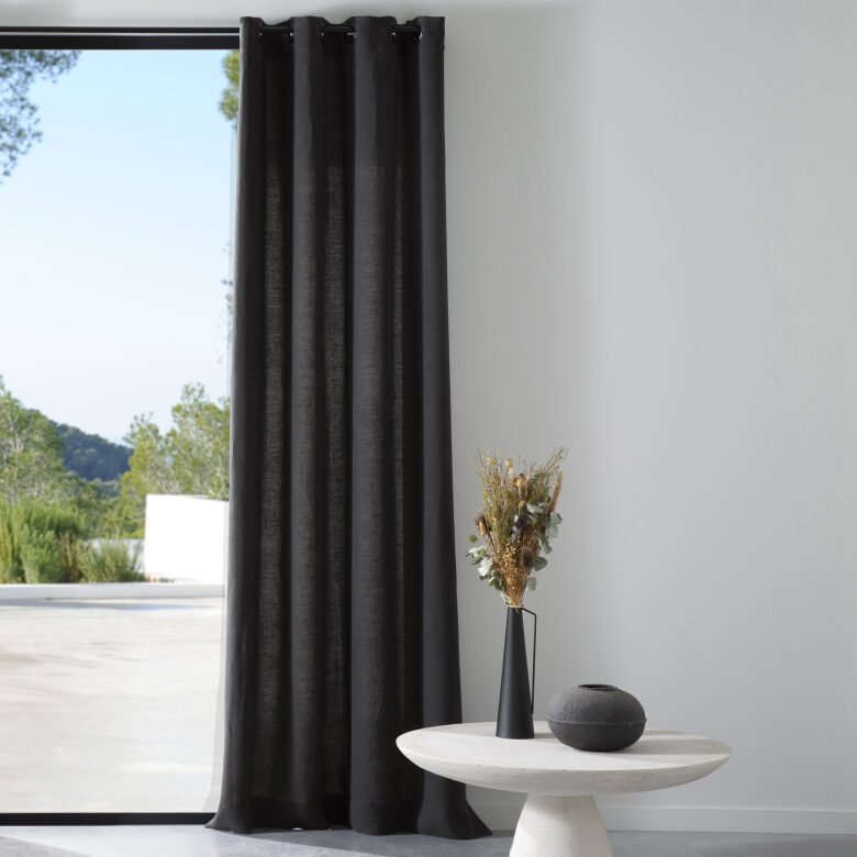 Rideau en lin lavé Gris Caviar - Embrin