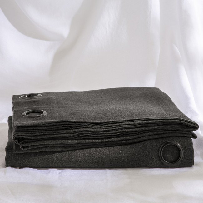 Rideau en lin lavé Gris Caviar