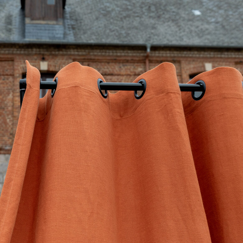Washed linen curtain Brick Red - Embrin